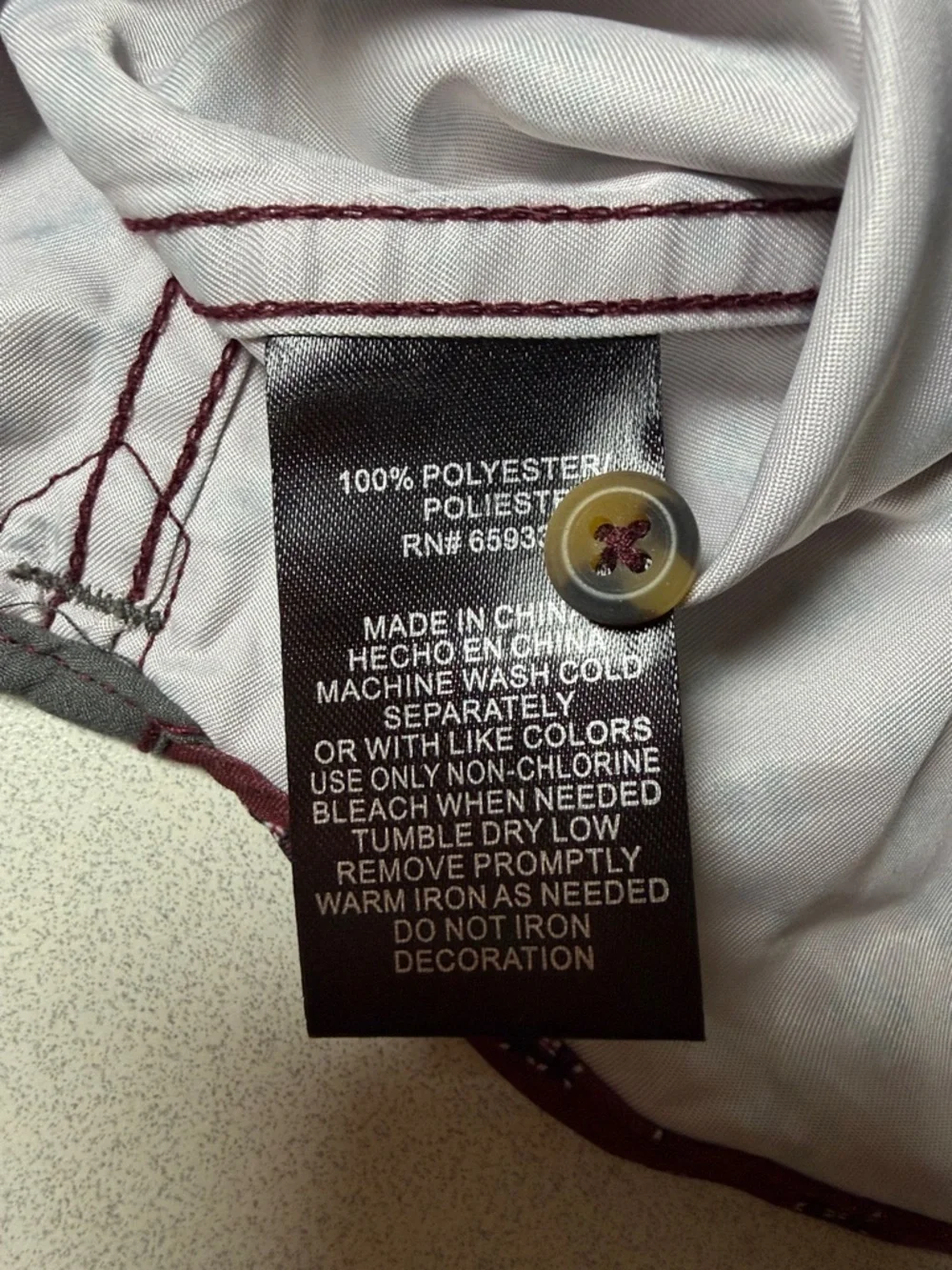 Children's Burgundy Printed Long-Sleeve Dress Shirt